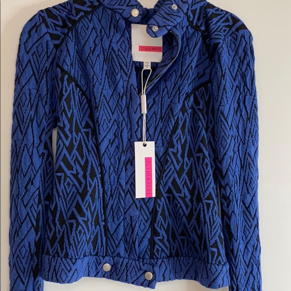 Tracy Reese Blue Black Jacket NWT Size P